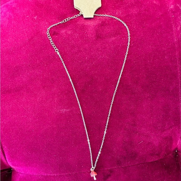 Gold Chain with Red Mushroom Pendant - Picture 2 of 2